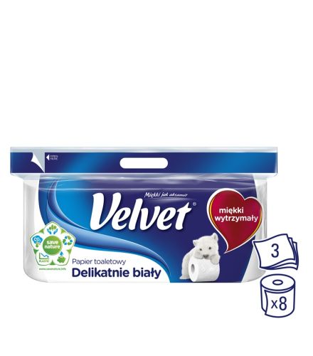 Papier toaletowy VELVET 3 warstwy (8szt.) biały 4100451