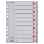 Przekładki plastikowe A4 szara Esselte, indeksy z nadrukiem (1-10)