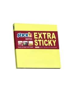 Karteczki samoprzylepne Stickn, EXTRA STICKY 76x76mm żółty neon/90 kart.