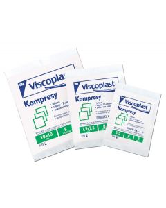 Jałowe kompresy gazowe VISCOPLAST, bawełniane, 17-nitkowe, 8 warstw 7,5x7,5cm, 3szt.