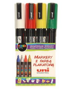 Markery z tuszem pigmentowym PC-5M, różne kolory opakowanie 4 sztuki POSCA UNPC5M/4C_A