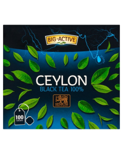 Herbata BIG-ACTIVE PURE CEYLON, 100 torebek x2g z zawieszką czarna