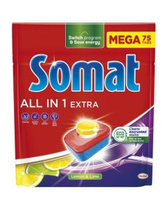 SOMAT Tabletki do zmywarki MEGA 75 szt. All in one Extra  Lemon 09282