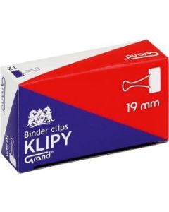 Klipsy do papieru, metalowe klipy czarne 19mm GRAND, 12 sztuk