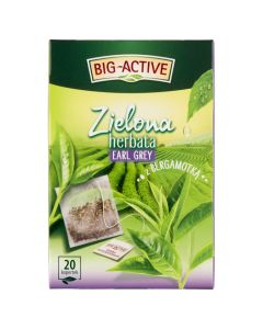 Big Active, zielona herbata, Earl Grey z bergamotką (20 torebek)