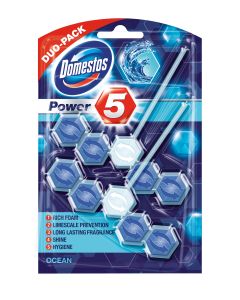 DOMESTOS Zawieszka do toalety POWER 5 DUO OCEAN 5x2x55g *23984