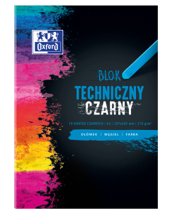 Blok techniczny A3, czarny blok papieru, Oxford 10 kartek 210g