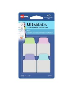 Ultra Tabs - samoprzylepne zakładki indeksujące, białe, 25,4x38, 40 szt., Avery Zweckform 74788