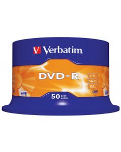 Płyty VERBATIM, płyta DVD-R cake box 50, 4.7GB 16x, Matt Silver