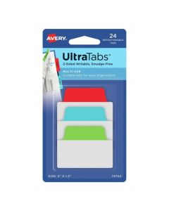 Ultra Tabs - samoprzylepne zakładki indeksujące, kolorowe, klasyczne, 50,8x38, 24 szt., Avery Zweckform 74754