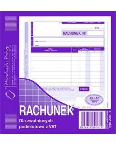 Rachunek dla zwolnionych z VAT, 2/3 A5 230-4, druki akcydensowe