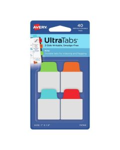 Ultra Tabs - samoprzylepne zakładki indeksujące, kolorowe, klasyczne, 25,4x38, 40 szt., Avery Zweckform 74760