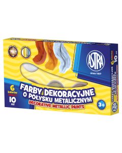 Farby dekoracyjne Astra o połysku metalicznym 6 kolorów - 10 ml, 83411900