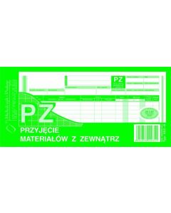 DRUK PZ przyjęcie materiałów z zewnątrz, 1/3 A4, 80 str., 352-8, druki akcydensowe