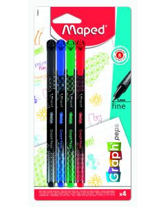 Cienkopis GRAPH PEPS DECO kolory  basic 4 szt blister Maped 749044