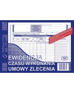 Ewidencja czasu wykonania umowy zlecenia A5 511-3E, druki akcydensowe