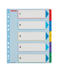 Przekładki kartonowe A4 MAXI Mylar Esselte, kolorowe indeksy z nadruk 1-5