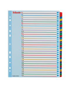 Przekładki kartonowe A4 MAXI Mylar Esselte, kolorowe indeksy z nadruk 1-31