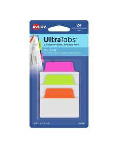 Ultra Tabs - samoprzylepne zakładki indeksujące, kolorowe, neonowe, 50,8x38, 24 szt., Avery Zweckform 74753