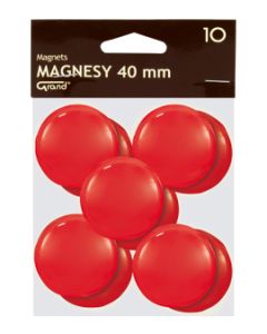 Magnesy do tablicy, punkty magnetyczne 40mm GRAND, czerwony, 10 szt