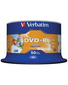 Płyty VERBATIM, płyta DVD-R cake box 50, 4.7GB 16x, Wide Inkjet Printable