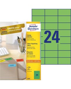 Etykiety samoprzylepne, kolorowe naklejki papierowe Avery Zweckform, 100 ark, 70x37 mm, zielone