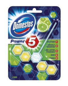 DOMESTOS Zawieszka do toalety KOSTKA POWER 5 LIME 55g 96972