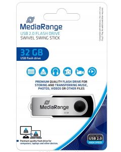 Pamięć Pendrive MediaRange 32GB USB 2.0, obracany, srebrno-czarny, MR911