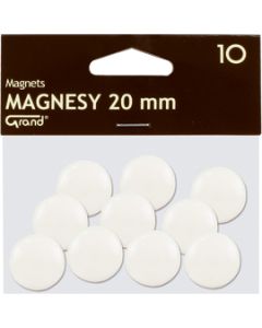 Magnesy do tablicy, punkty magnetyczne 20mm GRAND, biały, 10 szt