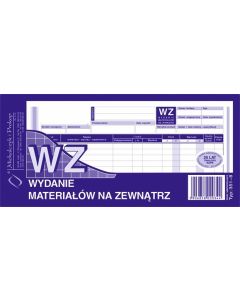 DRUK WZ WYDANIE MATERIAŁÓW NA ZEWN., 1/3 4, wielokopia 351-8, druki akcydensowe