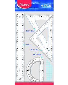 Zestaw geometryczny Maped Start: Linijka 30 cm, 2 ekierki, kątomierz