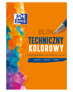 Blok techniczny, blok kolorowy A4, Oxford 10 kartek 225g