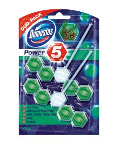 DOMESTOS Zawieszka do toalety POWER5 DUO PINE 7x2x55g 24325