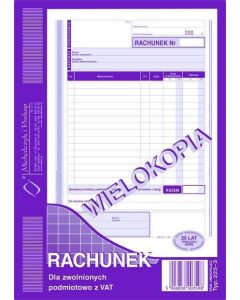 Rachunek dla zwolnionych z VAT, (PION) 5 wielokopia 223-3, druki akcydensowe