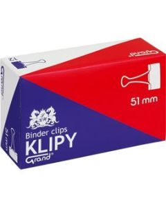 Klipsy do papieru, metalowe klipy czarne 51 mm GRAND, 12 sztuk