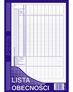 Lista obecności A4 506-1, druki akcydensowe