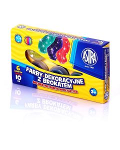 Farby dekoracyjne Astra z brokatem 6 kolorów - 10 ml, 301116001