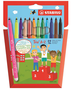 Flamastry STABILO Trio A-Z etui kartonowe 12 sztuk