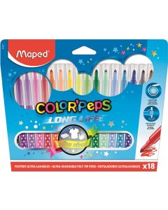 Flamastry Maped COLORPEPS, pisaki kolorowe, trójkątny uchwyt, 18 kolorów