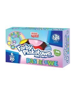 Farby plakatowe pastelowe Astra 6 kolorów - 20 ml, 301121001