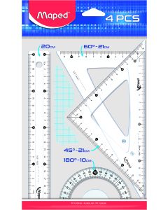 Zestaw start medium linijka 20 cm. 2 ekierki. Kątomierz torebka