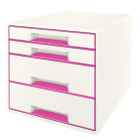 Pojemnik z 4 szufladami LEITZ WOW biało-różowy 52132023