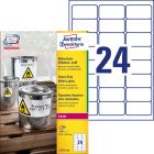 Etykiety samoprzylepne A4, foliowe etykiety Avery Zweckform Heavy Duty, 100 ark, 63,5x33,9 mm,