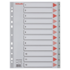 Przekładki plastikowe A4 szara Esselte, indeksy z nadrukiem (1-12)