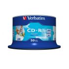 Płyta VERBATIM CD-R cake box 50, 700MB 52x AZO Wide Inkjet Printable-no ID