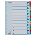 Przekładki kartonowe A4 Mylar Esselte, kolorowe indeksy z nadruk 1-12