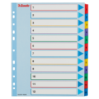 Przekładki kartonowe A4 MAXI Mylar Esselte, kolorowe indeksy z nadruk 1-12