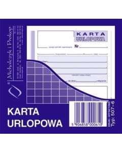 Karta urlopowa 2/3 6 507-6, druki akcydensowe