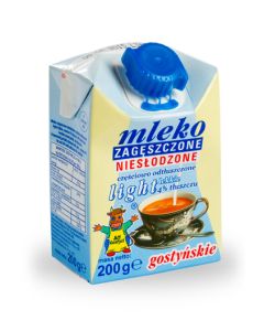 Mleko zagęszczone niesłodzone light 200g. 4%, GOSTYŃ