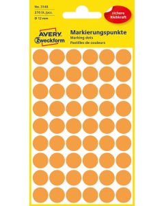 Kółka do zaznaczania pomarańczowe neon 3148 Q12 5 ark, Avery Zweckform